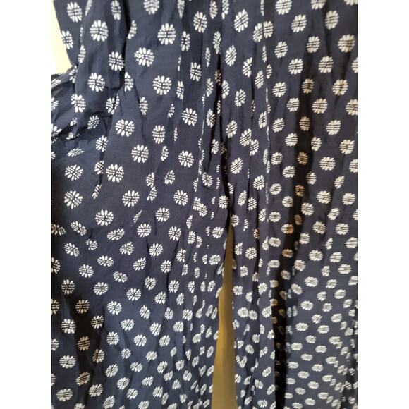 1. State Women's Floral Jumpsuit Embroidered Detail V Neck Blue Leg Slits Large - Picture 2 of 13